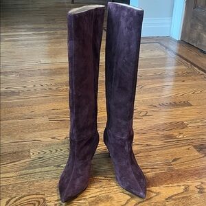 Nine West Knee-High Suede Pointed-Toe Boots - Burgundy